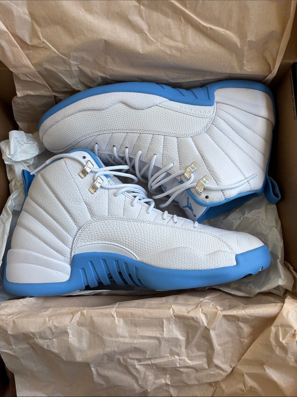 Men White and Light Blue Jordan High-Top Sneakers